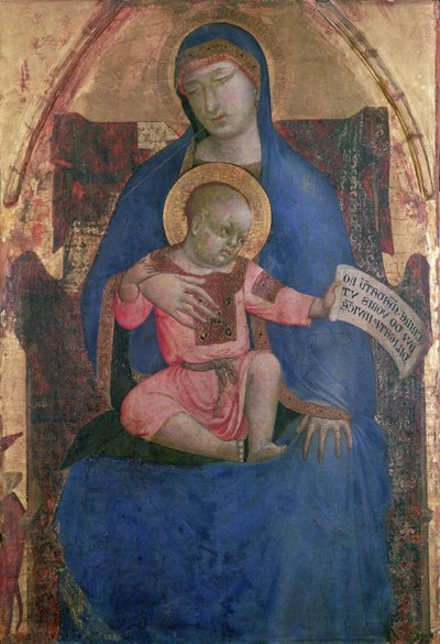 Neitsyt ja lapsi istui 1300-luvulla tekijältä Ambrogio Lorenzetti