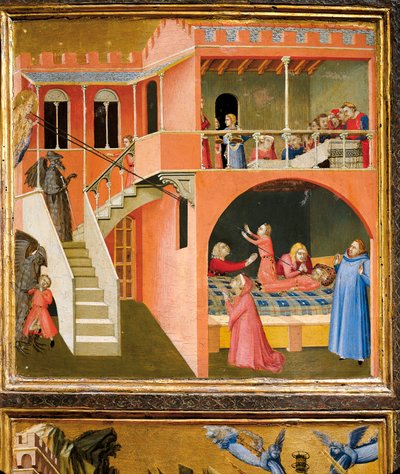 demonin poseeraama Pyhän Nikolauksen ihme, yksityiskohta Pyhän Nikolauksen Barilaisen ihmeistä tekijältä Ambrogio Lorenzetti