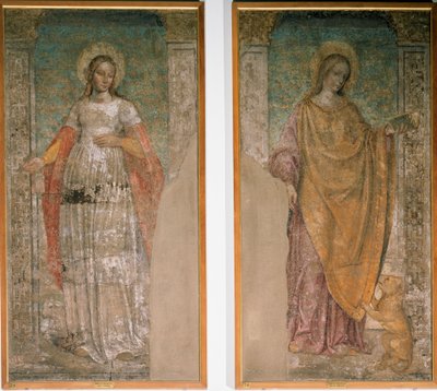 Pyhä Agnes Roomalainen ja Pyhä Martina Roomalainen (Fresko tekijältä Ambrogio da Fossano (c.1460 1523)