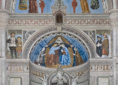 Neitsyt Marian kruunaaminen Jumalan ja Pyhän Hengen kanssa Francesco ja Ludovico Sforzan välillä, 1500-1522. tekijältä Ambrogio da Fossano