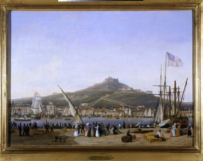 Marseillen satama, Louis Garneray, sd. noin 1820, öljy kankaalle, H. 0,330; L. 0,460. CCIP Coll. tekijältä Ambroise Louis Garneray