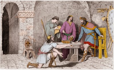Childeric I (d481) ja tarina kultakolikon kahdesta puolikkaasta - Childeric I oli ennen lähtöään Ranskasta ottanut puolet kultapalasta, josta toisen puolen hän oli antanut Guyemanille - Noin kuudesta kahdeksaan vuotta myöhemmin, Guyeman, näki henkien tuoma tekijältä Ambroise Tardieu
