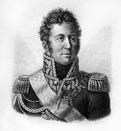 Jacques Alexandre Bernard Law, Marquis de Lauriston, Ranskan marsalkka (1768-1828) - teoksessa "Ranskalaisten kenraalien muotokuvia ranskalaisten voittojen ja valloitusten jälkeen" Kaiverrus: Ambroise Tardieu 1818. Stella Collection. tekijältä Ambroise Tardieu