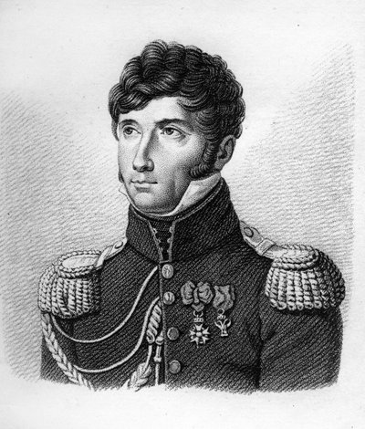 Louis Michel Letort (Le Tort) (1773-1815) kenraalissa de Brigade- teoksessa "Ranskalaisten kenraalien muotokuvia ranskalaisten voittojen ja taistelujen jälkeen"". Kaiverrus Ambroise Tardieu 1818. Stella Collection. tekijältä Ambroise Tardieu