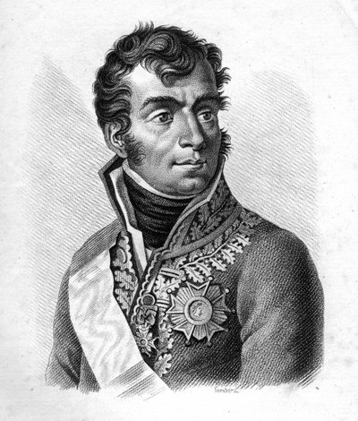 Marechal Auguste Frederic Louis (Auguste-Frederic-Louis) de Viesse de Marmont (1774-1852), Ragusen herttua - Muotokuvia ranskalaisista kenraaleista ranskalaisten voittojen ja valloitusten jälkeen """"". Kaiverrus Ambroise Tardieu 1818. Stella Collection. tekijältä Ambroise Tardieu