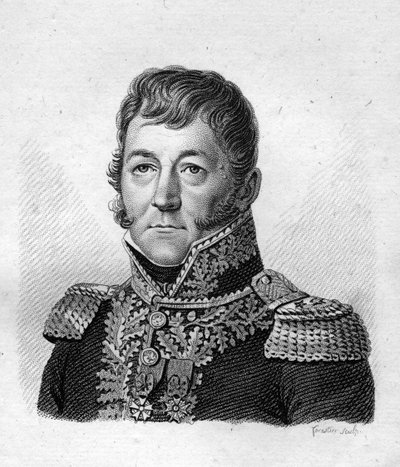 Imperiumin paronin, tykistön prikaatin kenraalin Claude Prostin (1764-1834) muotokuva "Ranskalaisten kenraalien muotokuvia ranskalaisten voittojen ja valloitusten jälkeen". Ambroise Tardieun hauta 1818. Stella Collection. tekijältä Ambroise Tardieu