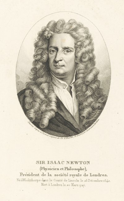 Sir Isaac Newtonin muotokuva 1642-1727, n. 1830-1840. tekijältä Ambroise Tardieu