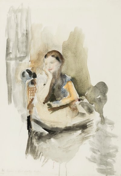 Helen, 1917 (lyijykynä, sivellin ja wc paperille) tekijältä Ambrose McEvoy