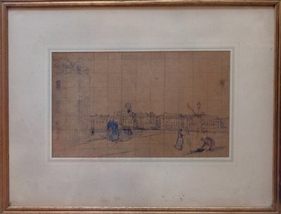 Le Quai de Carenage, Le Pollet, 1928 (kynä ja wc paperilla) tekijältä Ambrose McEvoy