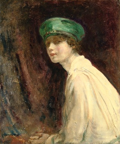 "The Green Hat", muotokuva rouva Claude Johnsonista, 1918 tekijältä Ambrose McEvoy