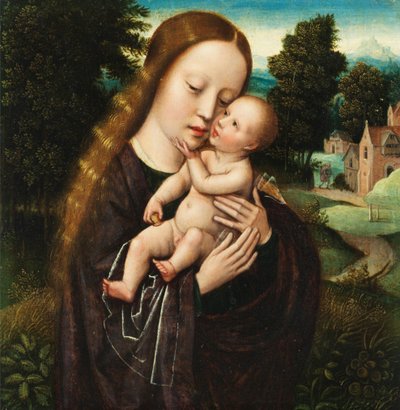 Ambrosius Benson Maria lapsen kanssa maisemassa tekijältä Ambrosius Benson