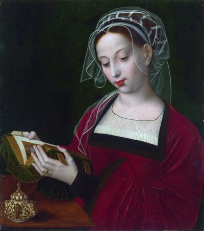 ""Maria Magdalena lukee"" Ambrosius Bensonin (1495-1550) maalaus noin 1525 Lontoon kansallisgalleria tekijältä Ambrosius Benson