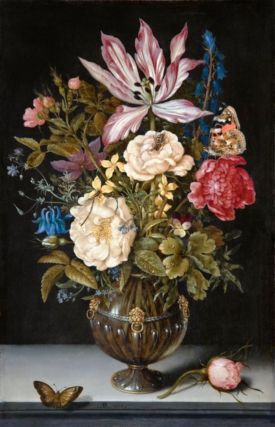 Asetelma kukkien kanssa tekijältä Ambrosius the Elder Bosschaert