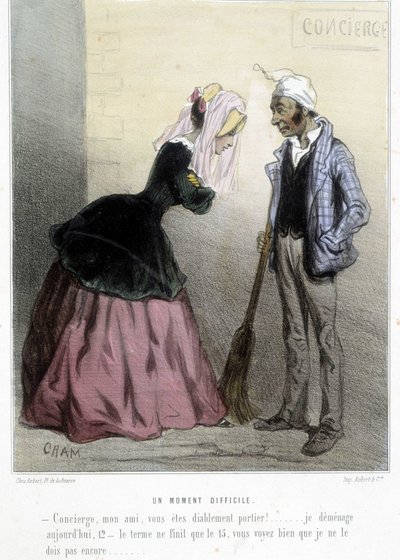 Un moment difficile (le rent) - Chamin "" Madeleines" -kirjassa, v.1870-1880 tekijältä Amédée de Noé
