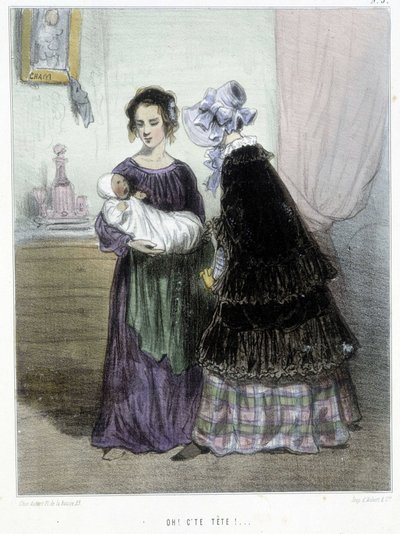 Oi, se on sinun pääsi! (arvoton äiti) - Chamin "" Madeleines" -kirjassa, v.1870-1880 tekijältä Amédée de Noé