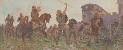 Saksien saapuminen Lontooseen, n. 530 jKr., c1912 tekijältä Amedee Forestier