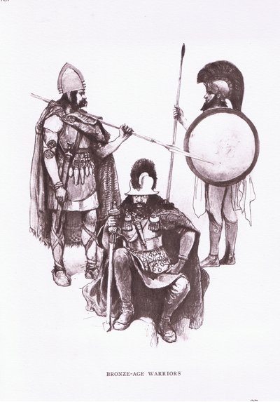 Pronssikauden soturit, kuvitus teoksesta The Roman Soldier tekijältä Amedee Forestier