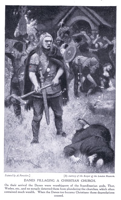 Tanskalaiset ryöstävät kristillistä kirkkoa, 1920-luku tekijältä Amedee Forestier