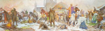 Episodi William I:n kruunajaisissa, Lontoo, joulupäivä, 1066, 1900-luvun alku tekijältä Amedee Forestier