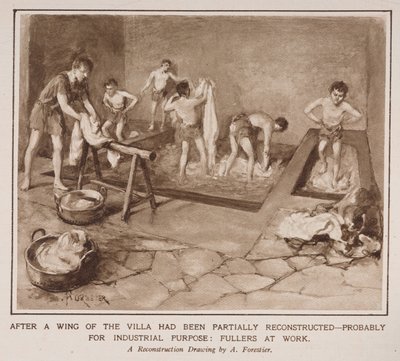 Fullers työssä, artikkelista "The Country Life of the Romans in England" Illustrated London Newsissa tekijältä Amedee Forestier