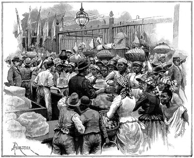 Jääkoju torilla, Georgetown, Demerara, Guyana British Guayana, 1888 tekijältä Amedee Forestier