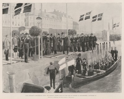 Kuningas Edwardin mannerkierros, Hänen Majesteettinsa lähtemässä Ruotsin kuninkaalta Helsingborgissa, 20. syyskuuta tekijältä Amedee Forestier