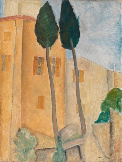 Sypressit ja talot Cagnesissa tekijältä Amedeo Modigliani
