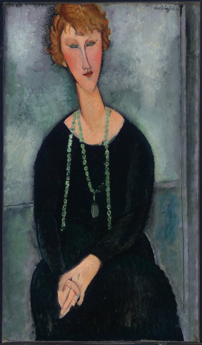 Nainen vihreällä kaulakorulla (Madame Menier) tekijältä Amedeo Modigliani