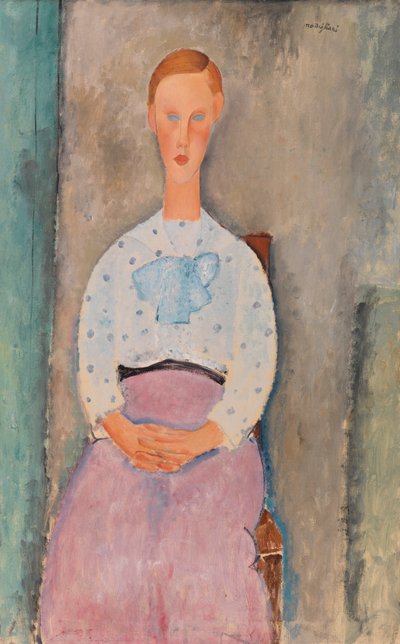 Tyttö, jolla on pilkullinen pusero tekijältä Amedeo Modigliani