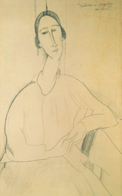 Hanka Zborowska, n. 1917 (kynä paperille) tekijältä Amedeo Modigliani