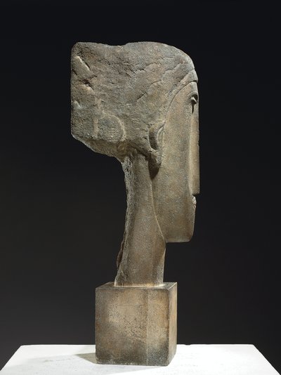 Pää, n. 1910-1912 (kalkkikivi) tekijältä Amedeo Modigliani