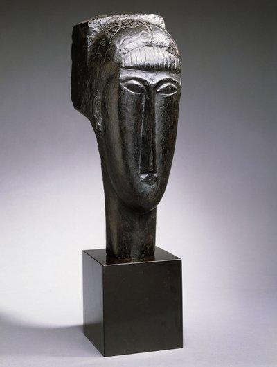 Naisen pää, jolla on hapsut; Tete de Femme a la Frange, 1912 tekijältä Amedeo Modigliani