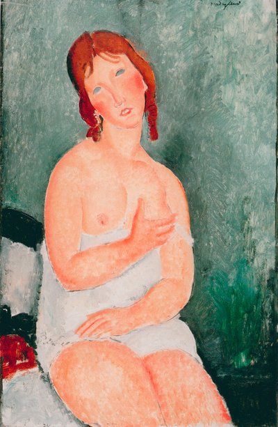 Nuori nainen paidalla - Amedeo Modiglianin (1884-1920) maalaus tekijältä Amedeo Modigliani