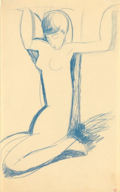 Kneeling Blue Caryatid, c. 1911 tekijältä Amedeo Modigliani
