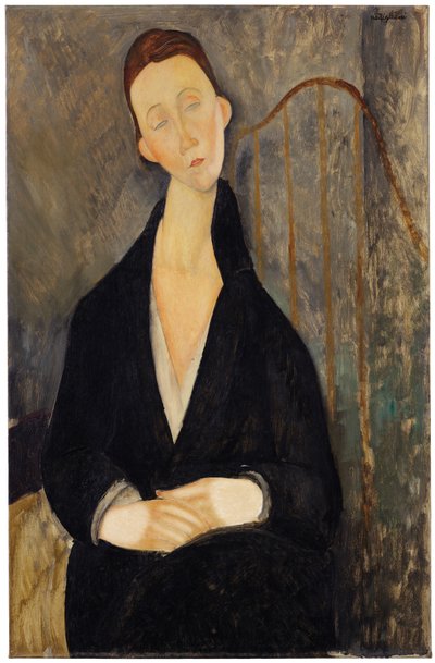Lunia Czechowska (musta mekossa) tekijältä Amedeo Modigliani
