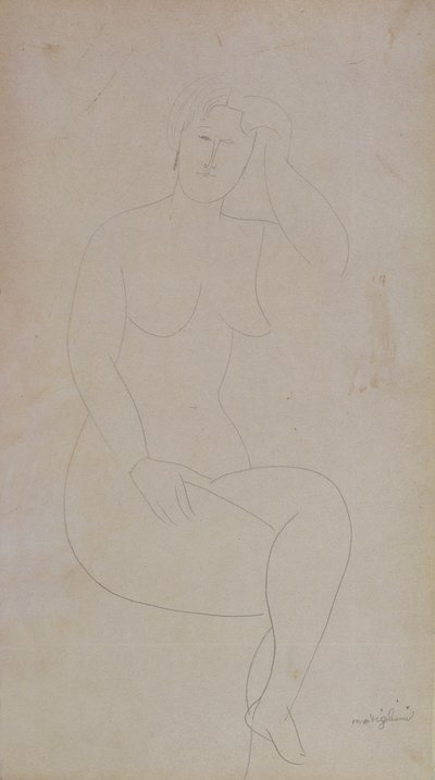 Alaston seisova tyttö (jalat ristissä) tekijältä Amedeo Modigliani