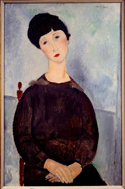 Muotokuva istuvasta ruskeasta tytöstä Amedeo Modiglianin maalaus tekijältä Amedeo Modigliani