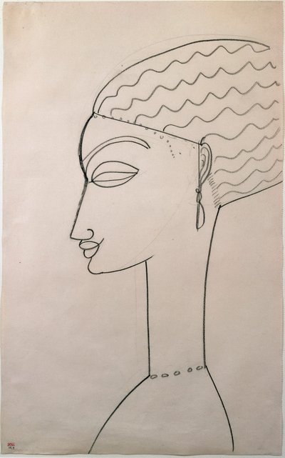 Naisen profiili. Naisen profiili. Piirustus: Amedeo Modigliani (1884-1920), 1910-1911. New York, Modernin taiteen museo tekijältä Amedeo Modigliani
