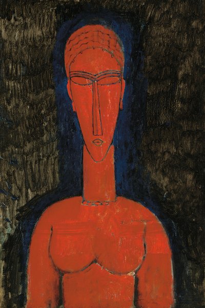 Punainen rintakuva, Caryatid, 1913 tekijältä Amedeo Modigliani