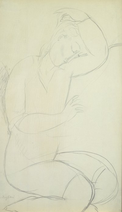 Nukkuva nainen (lyijykynä paperille) tekijältä Amedeo Modigliani