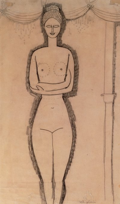 Seisova alaston (kynä paperille) tekijältä Amedeo Modigliani