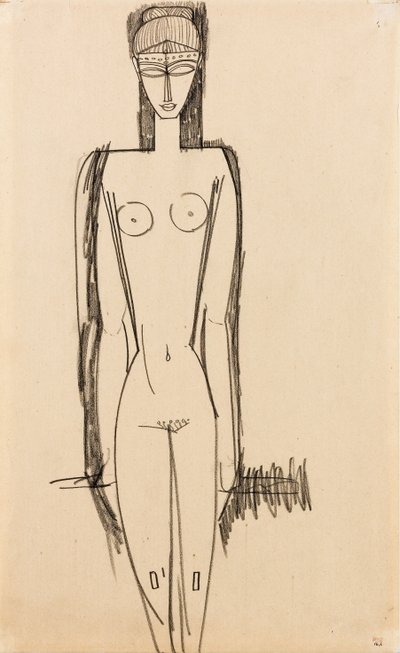 Pysyvä alaston; Nu debout, n. 1910-1911 tekijältä Amedeo Modigliani