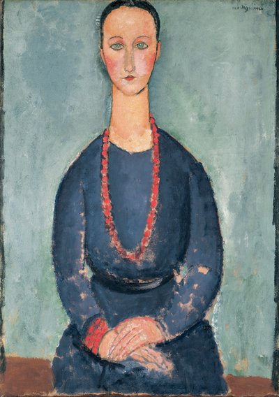 Nainen punaisella kaulakorulla, 1918 tekijältä Amedeo Modigliani