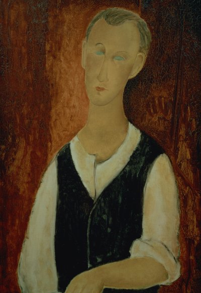 Nuori mies mustalla liivilla, 1912 tekijältä Amedeo Modigliani