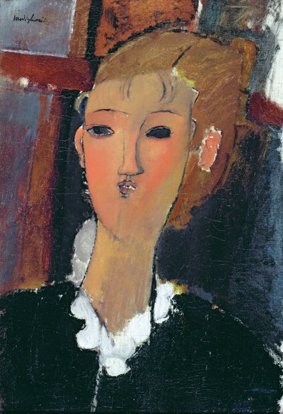 Nuori nainen pienessä röyhelössä tekijältä Amedeo Modigliani