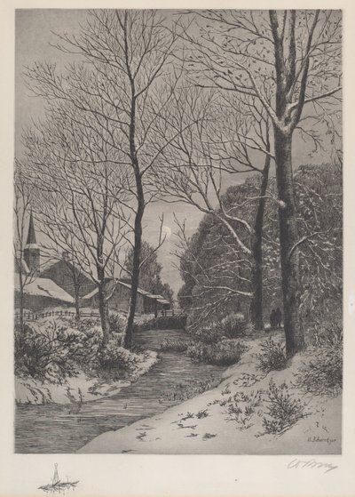 Kuutamoinen kävelymatka talvella tekijältä American 19th Century