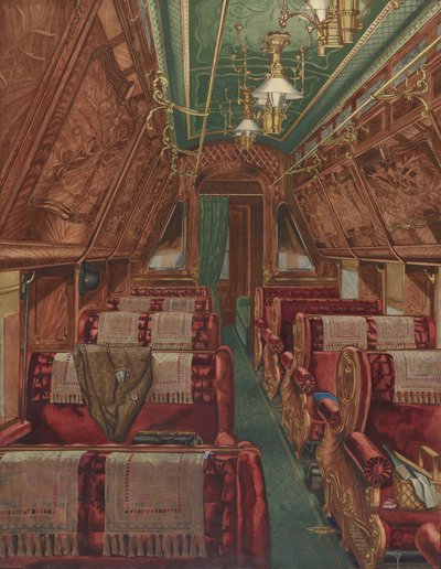 Pullman Coachin sisustus, 1888 tekijältä American 20th Century