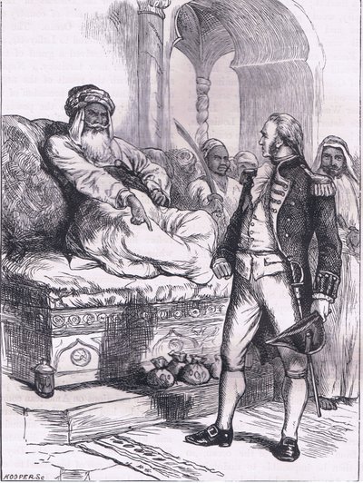 Kapteeni Bainbridge ja Dey of Algiers, kuva Cassells History of the United Statessta, julkaisija Cassell, Petter & Galpin, n. 1900 (litho) tekijältä American English school