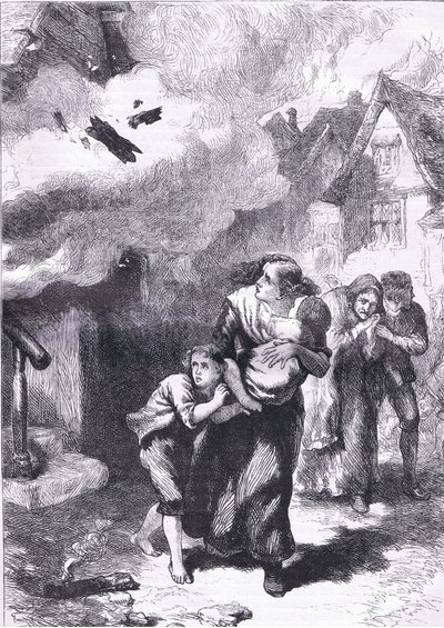 Tapahtuma Norfolkin palamisessa, kuvitus Cassells History of the United Statessta, julkaisija Cassell, Petter & Galpin, n. 1900 (litho) tekijältä American English school