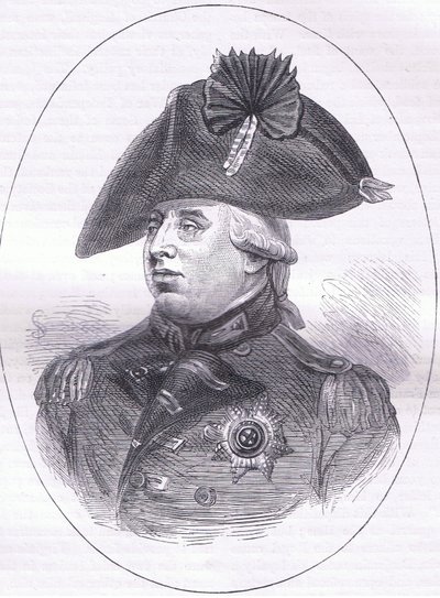 Kuningas Yrjö III, kuvitus Cassells History of the United Statessta, julkaisija Cassell, Petter & Galpin, n. 1900 (litho) tekijältä American English school